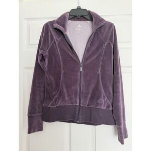 adidas Vintage Purple Velour Full‎ Zip Track Jacket Women's Medium Y2K Soft